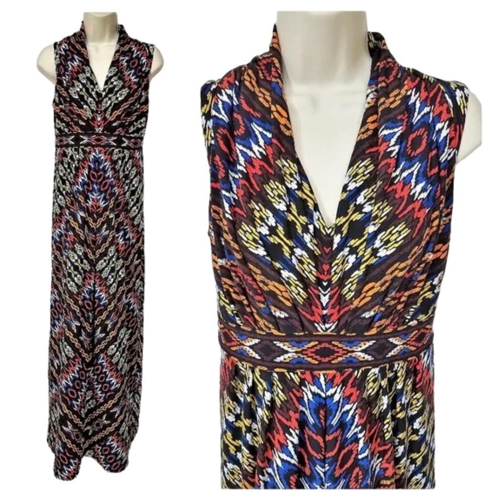 Chicos Sleeveless Colorful Sleeveless Maxi Dress Size 0/S Festival boho Travel